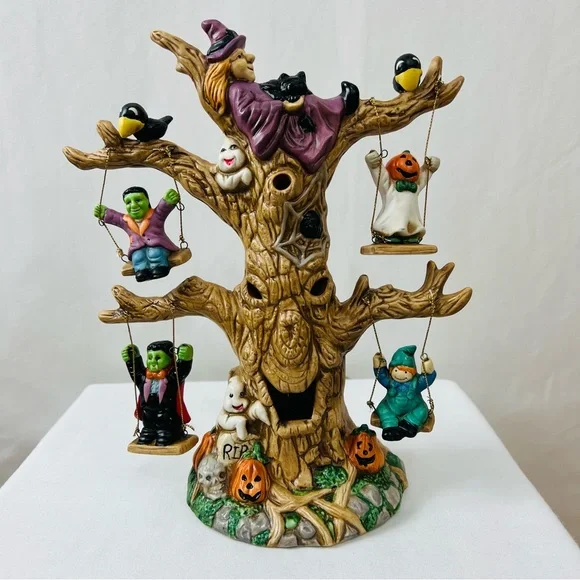 Lights up! Halloween Tree with Witches and Ghouls - Picture 2 of 14